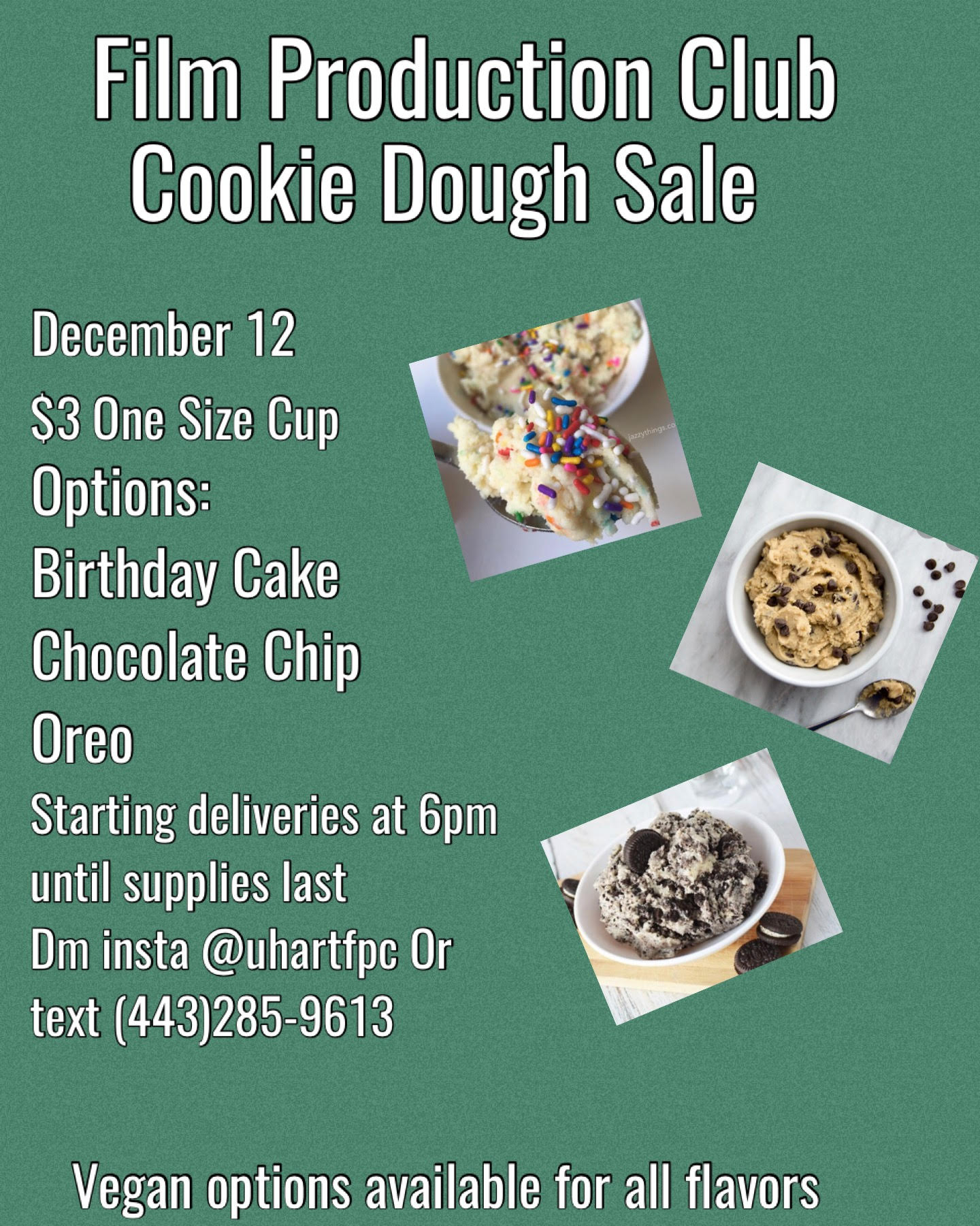 Film club cookie dough sale flyer 